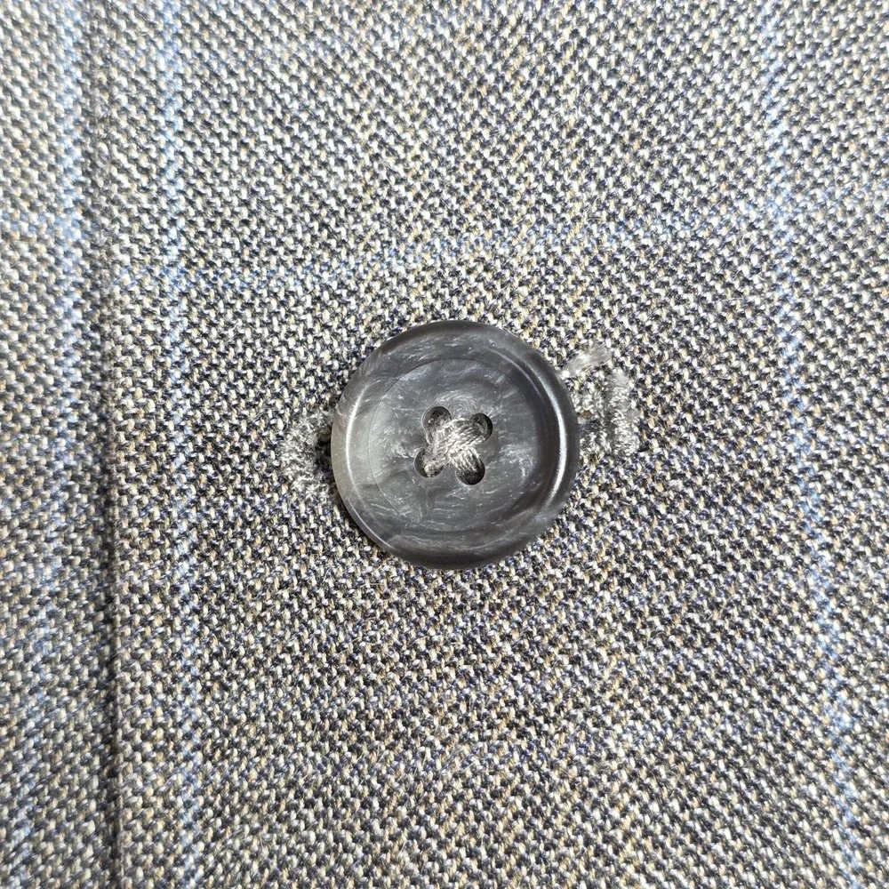 Jos A Bank‎ Blazer Mens 43R Gray Plaid Windowpane Silk Wool Blend Classic Preppy